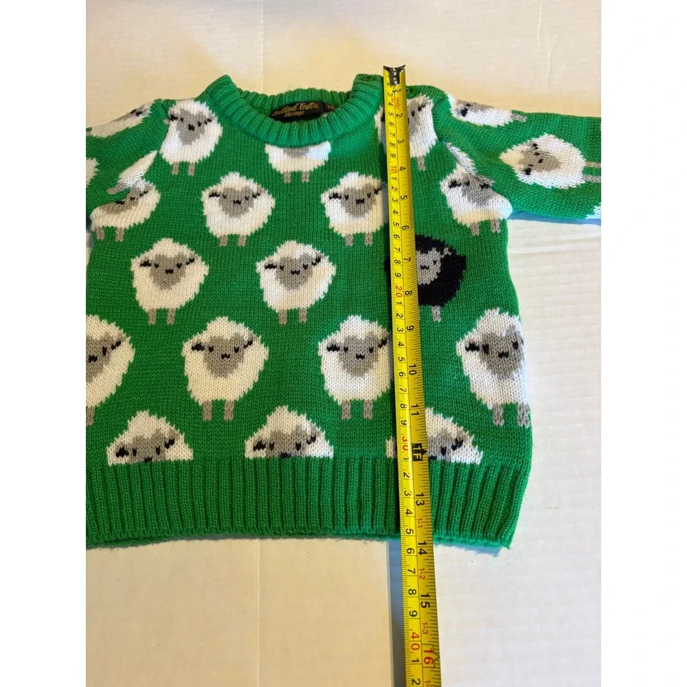 Traditional Craft Heritage Kids GreenSheep Knit Sweater Button Shoulder Size 1/2